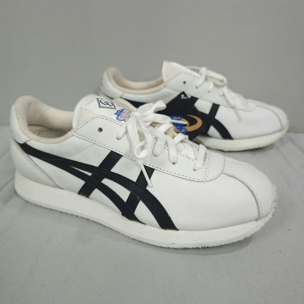 Vintage Asics Cheer Shoes Women 9.5 White Black Leather NCA Cheerleading
